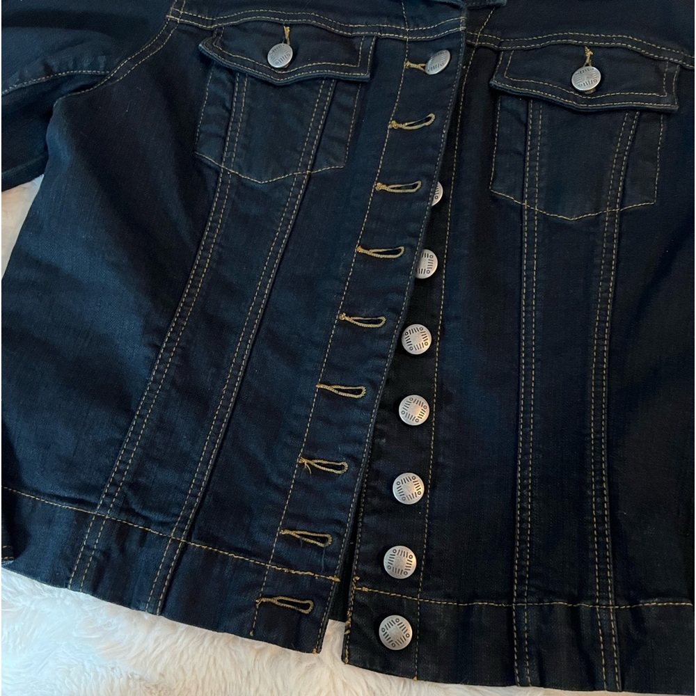 Chicos Platinum Dark Denim Jean Jacket Medium - Picture 3 of 8
